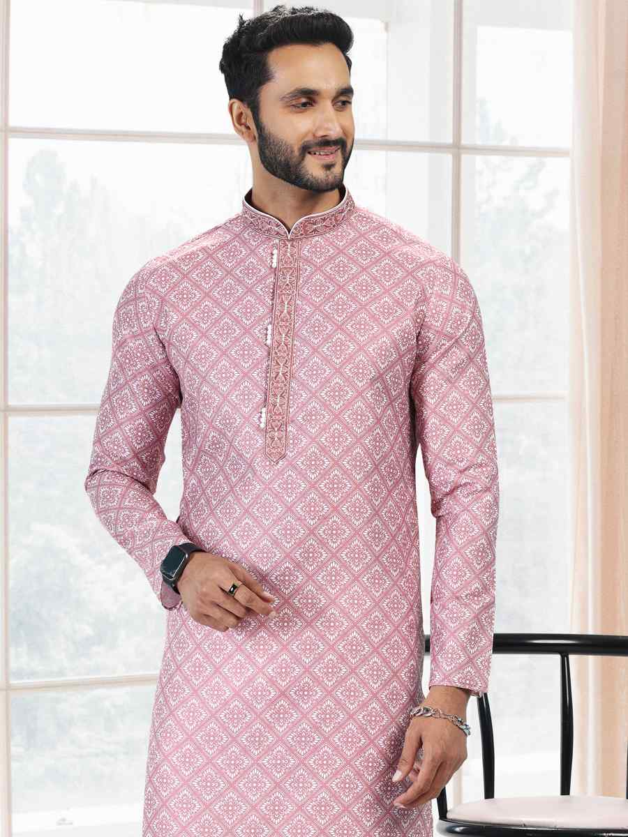 Onion Cotton Woven Festival Party Kurta