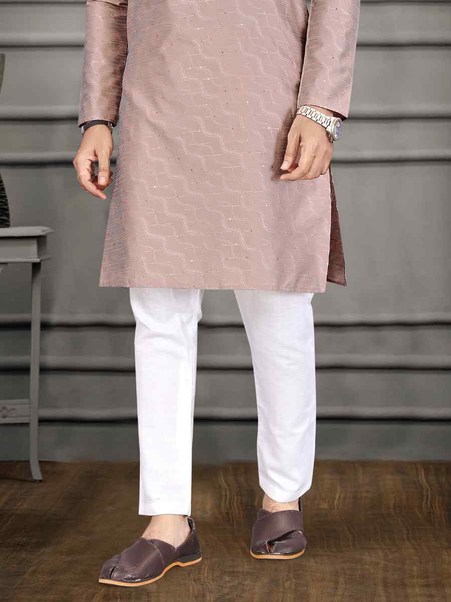 Onion Pink Jacquard Woven Festival Mehendi Kurta