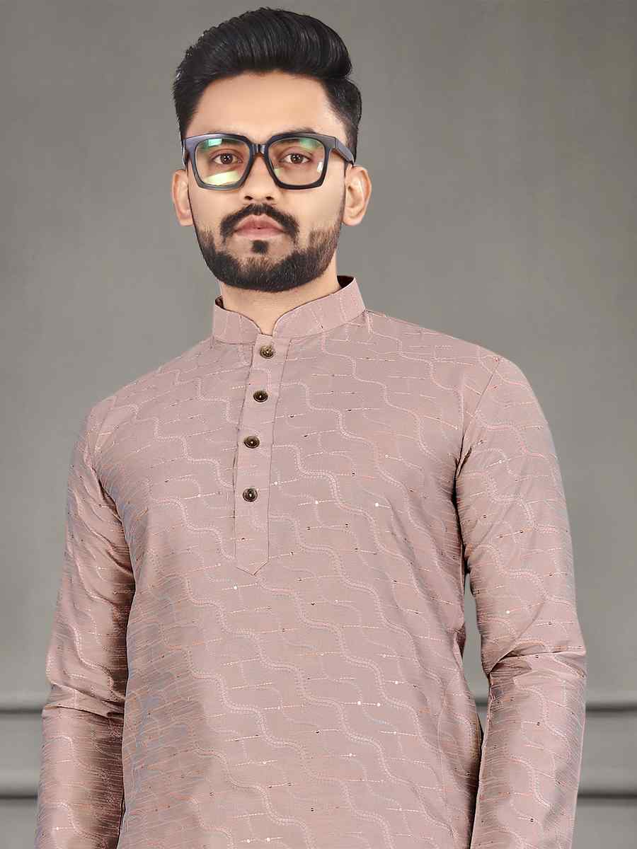 Onion Pink Jacquard Woven Festival Mehendi Kurta