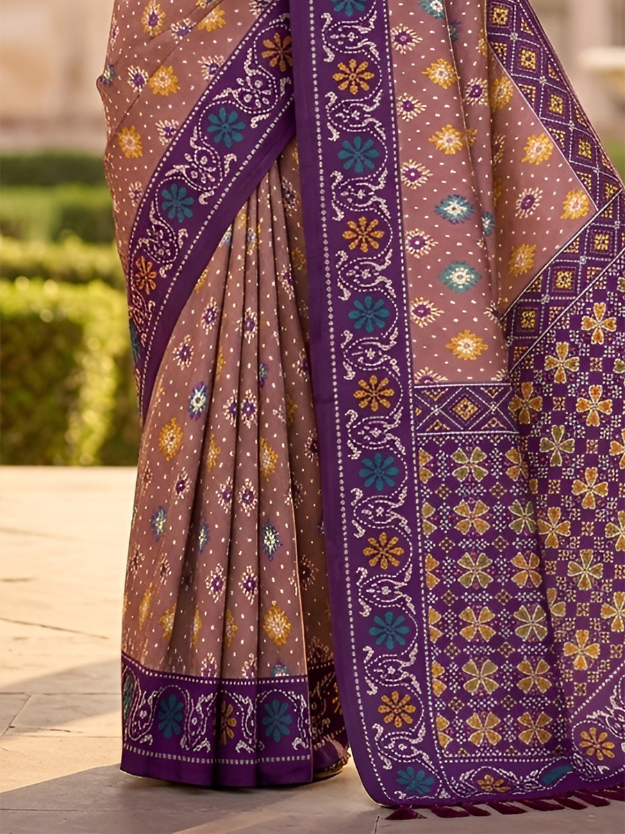 Onion Pink Soft Silk Zari Weawing Meenakari Patola Design Wedding Reception Party Festival Casual Heavy Border Sarees