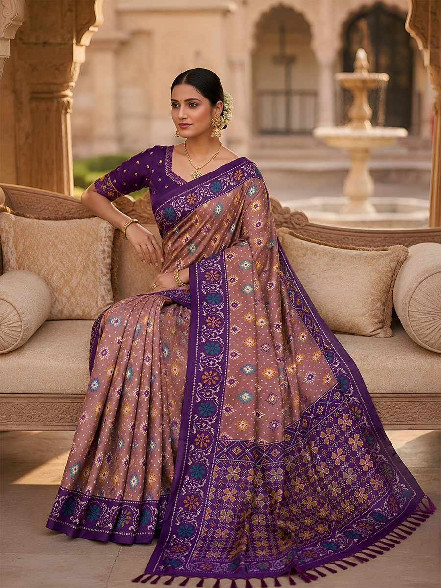 Onion Pink Soft Silk Zari Weawing Meenakari Patola Design Wedding Reception Party Festival Casual Heavy Border Sarees