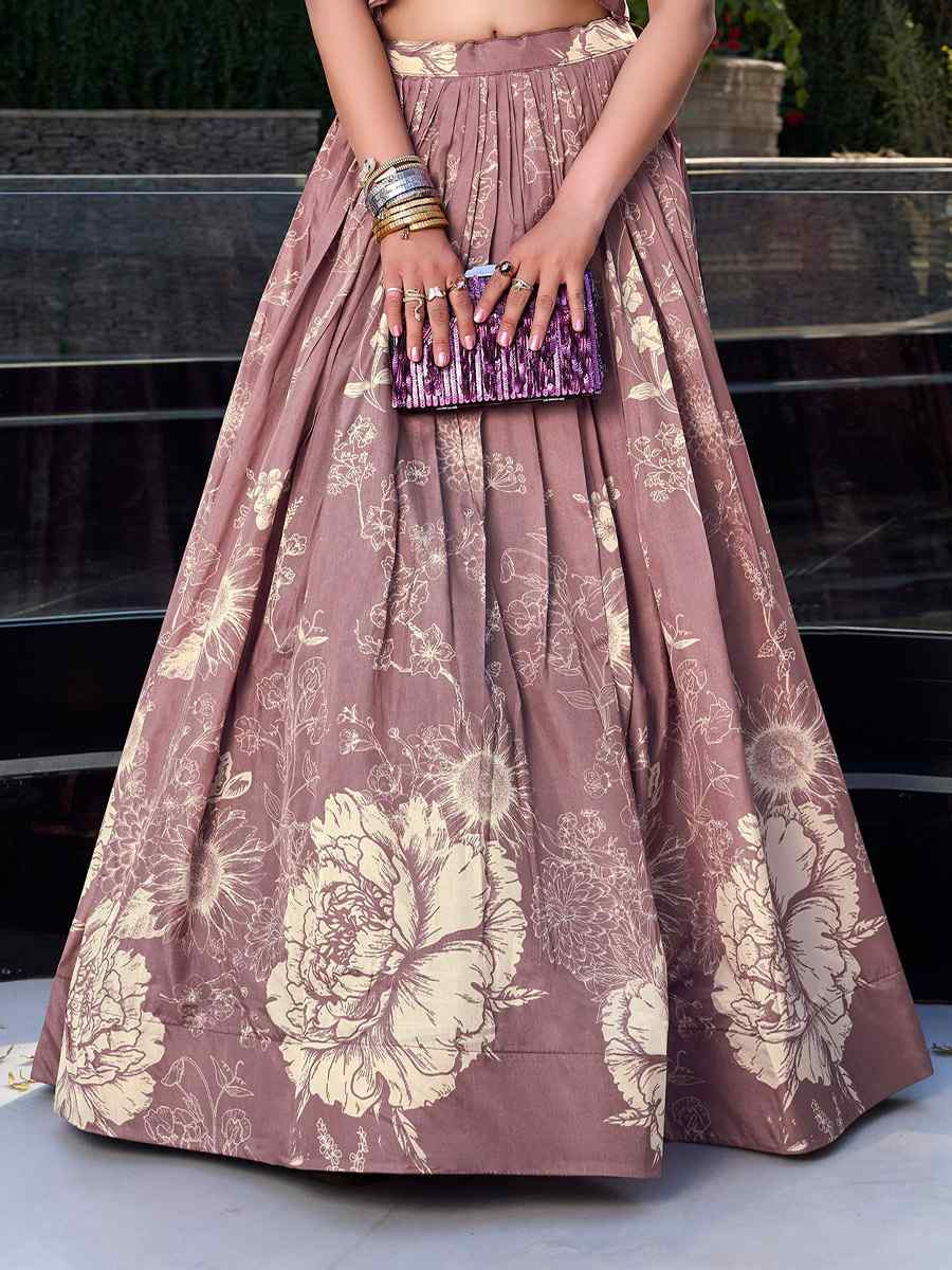 Onion Pink Tussar Silk Embroidered Festival Wedding Jacket Lehenga Choli
