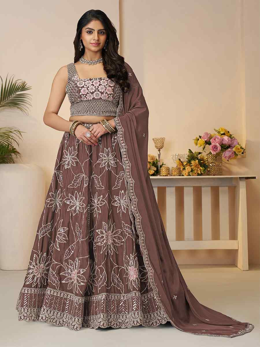 Onion Satin silk Embroidered Wedding Bridesmaid Heavy Border Lehenga Choli