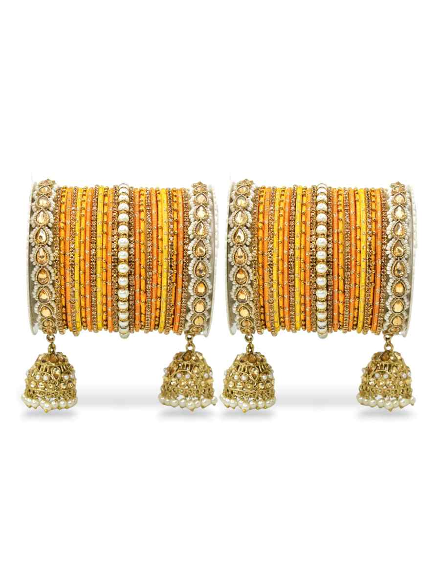Orange Alloy Festival Wear Kundan Bangles