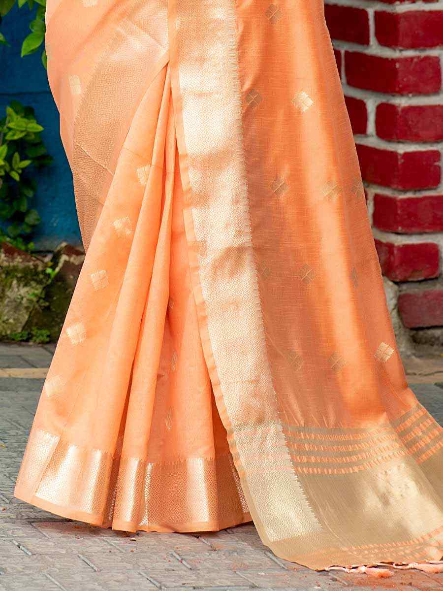 Orange Assam Silk Handwoven Wedding Festival Heavy Border Saree