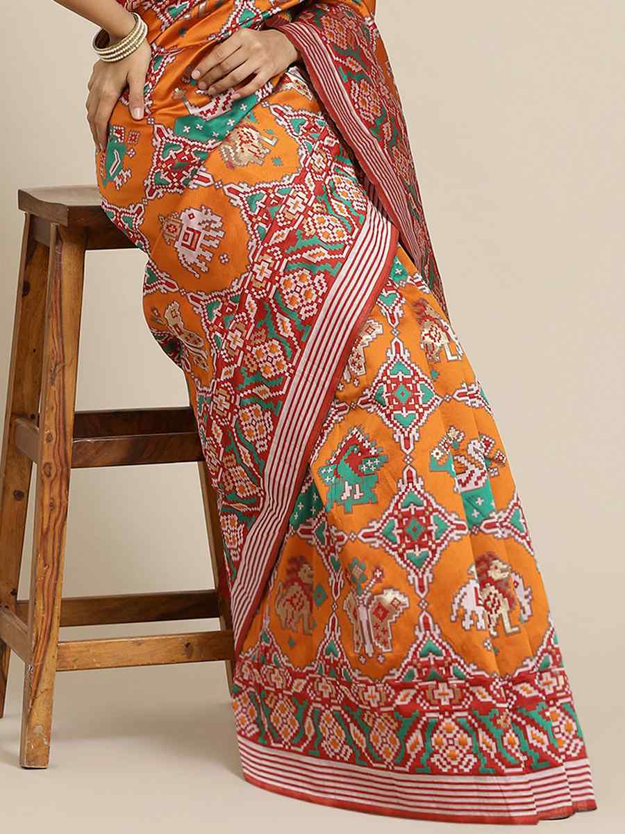 Orange Banarasi Silk Handwoven Party Festival Classic Style Saree