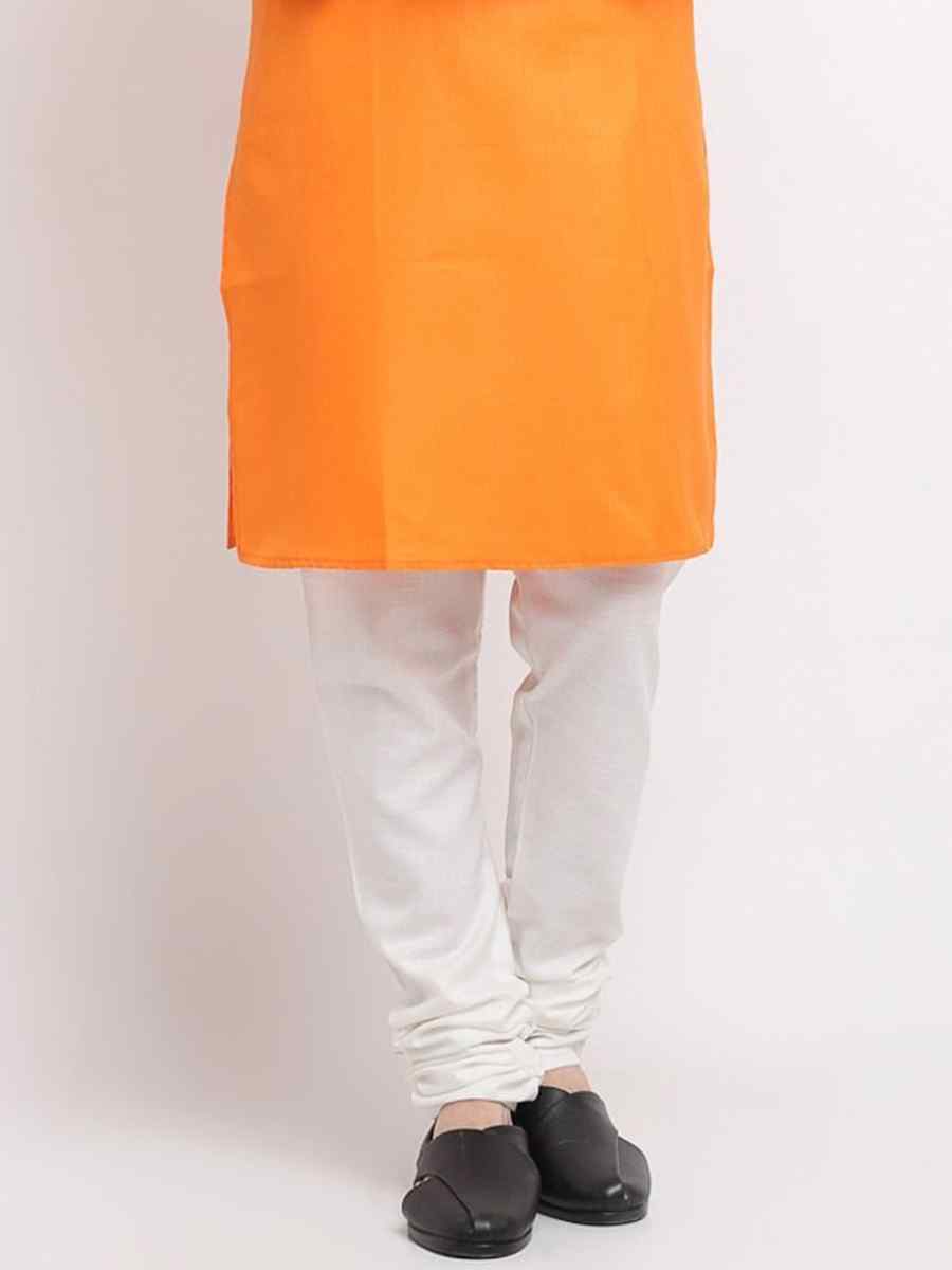 Orange Cotton Blend Plain Festival Casual Kurta