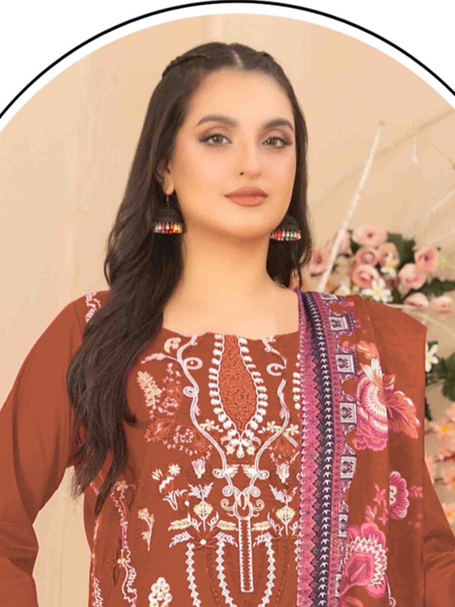 Orange Cotton Embroidery Sequins Zari Wedding Party Festival Casual Pant Salwar Kameez