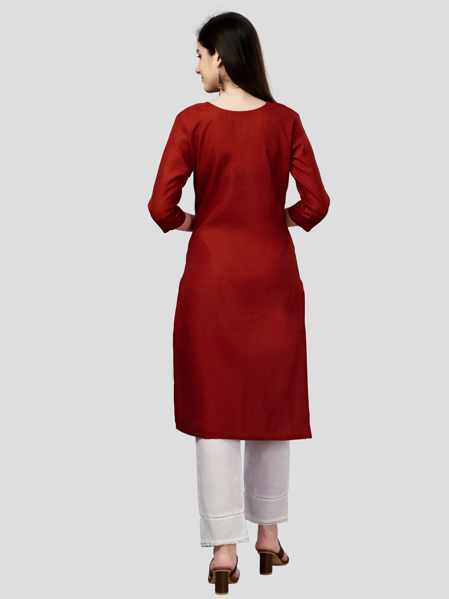 Orange Cotton Handwoven Festival Casual Kurti