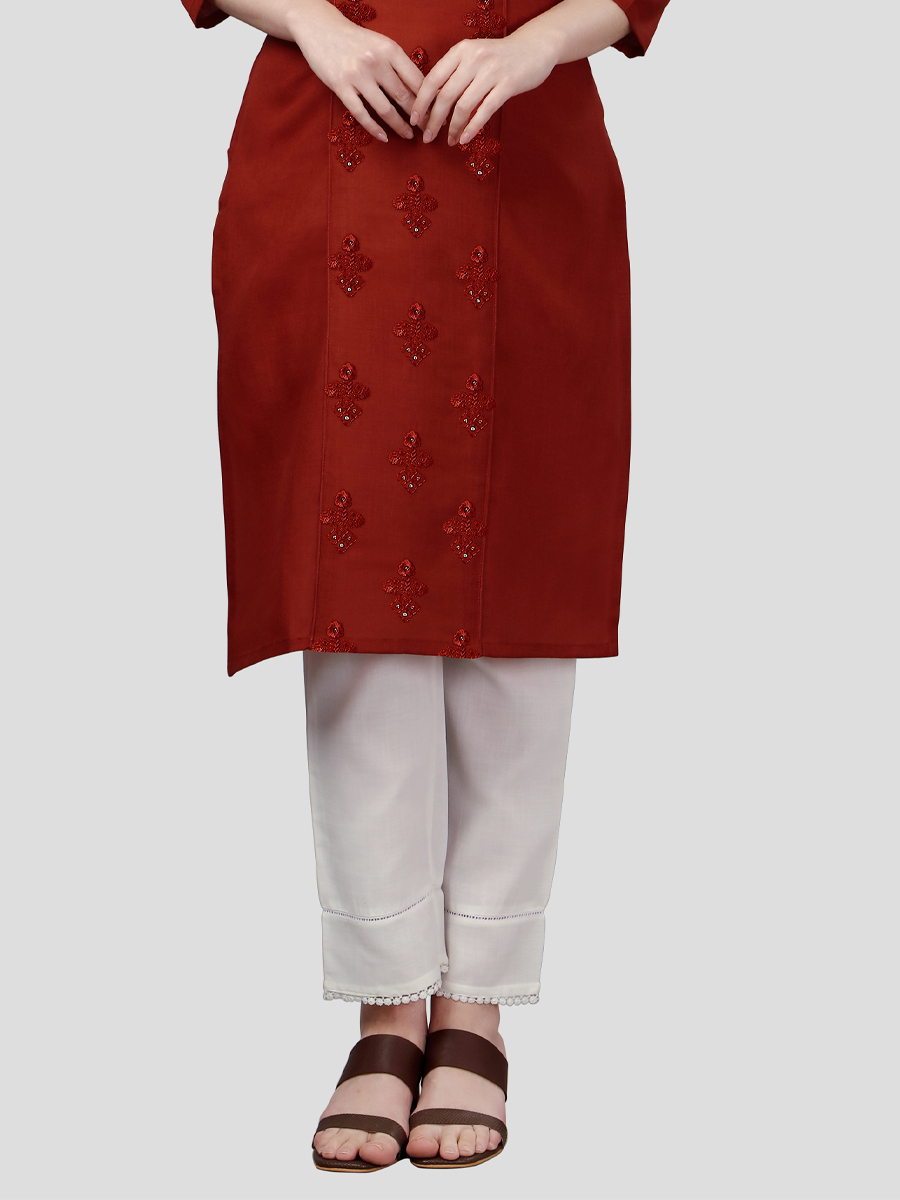 Orange Cotton Handwoven Festival Casual Kurti