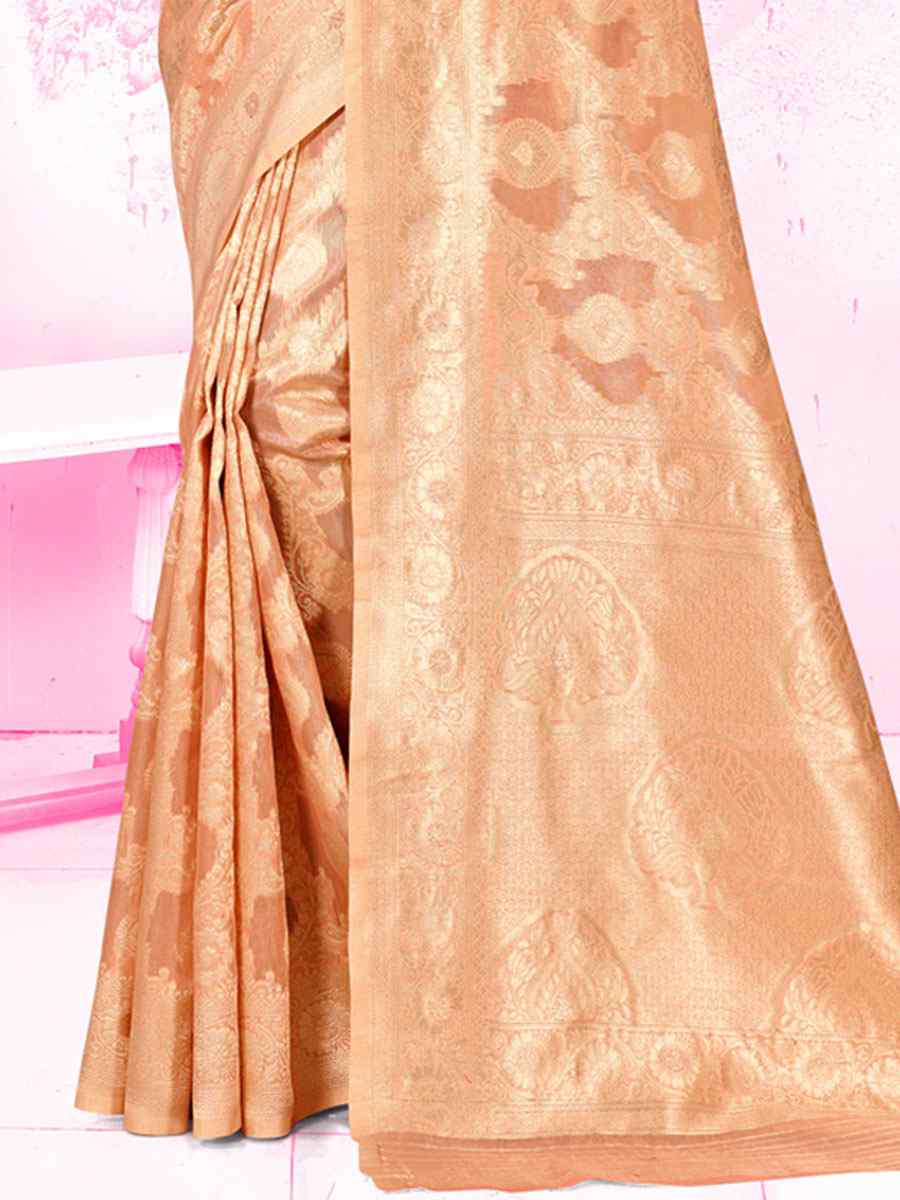 Orange Cotton Handwoven Wedding Festival Heavy Border Saree