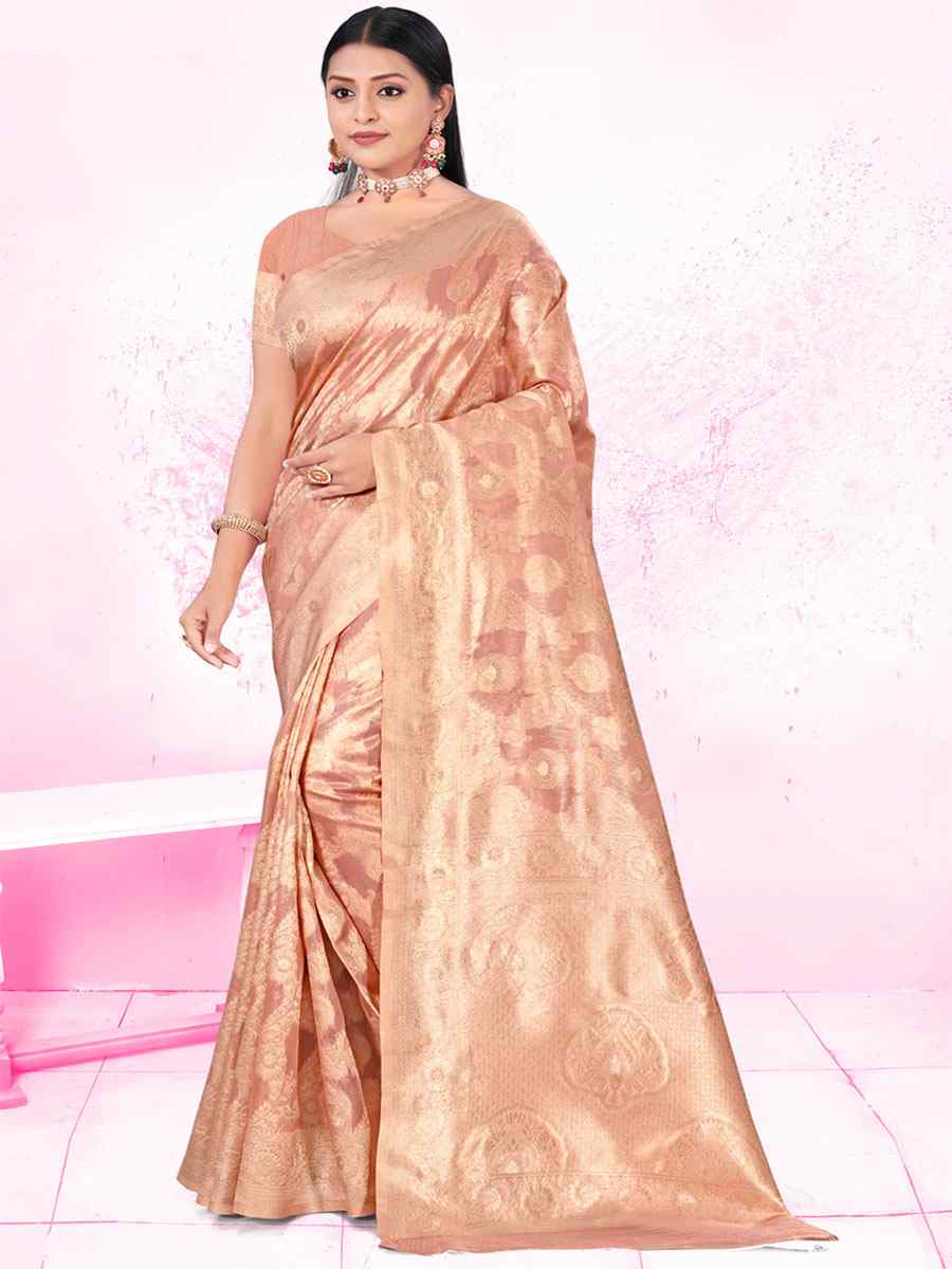 Orange Cotton Handwoven Wedding Festival Heavy Border Saree