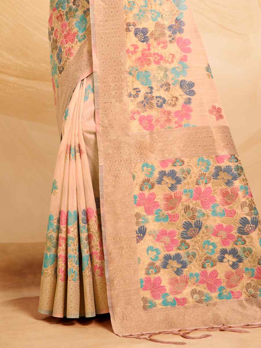 Orange Cotton Handwoven Wedding Festival Heavy Border Saree