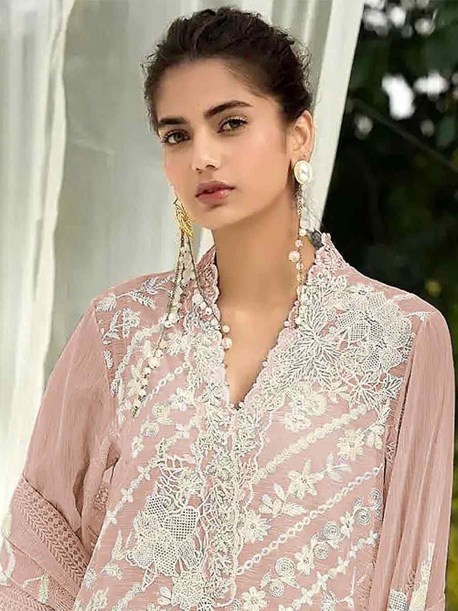 Orange Georgette Embroidered Festival Wedding Pant Salwar Kameez