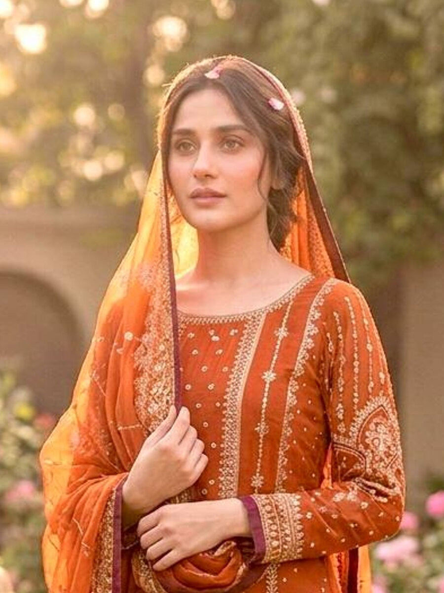 Orange Heavy Faux Georgette Embroidery Wedding Party Festival Casual Ready Sharara Pant Salwar Kameez