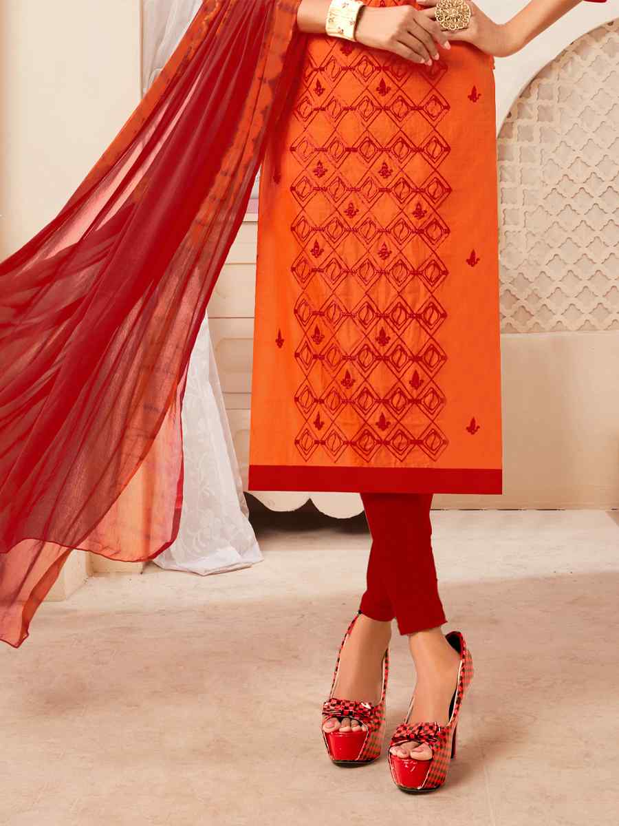 Orange Modal Silk Printed Casual Festival Churidar Salwar Kameez
