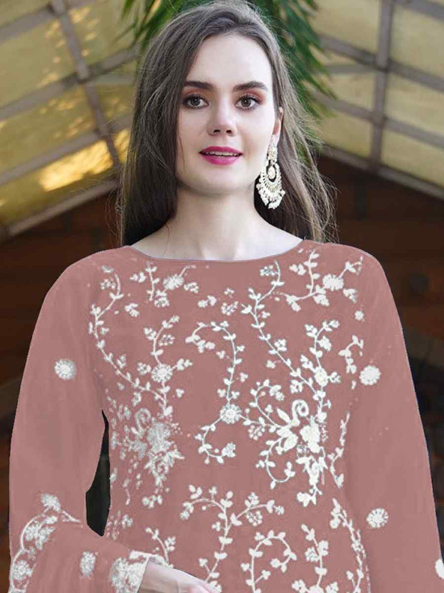 Orange Organza Embroidered Festival Wedding Pant Salwar Kameez