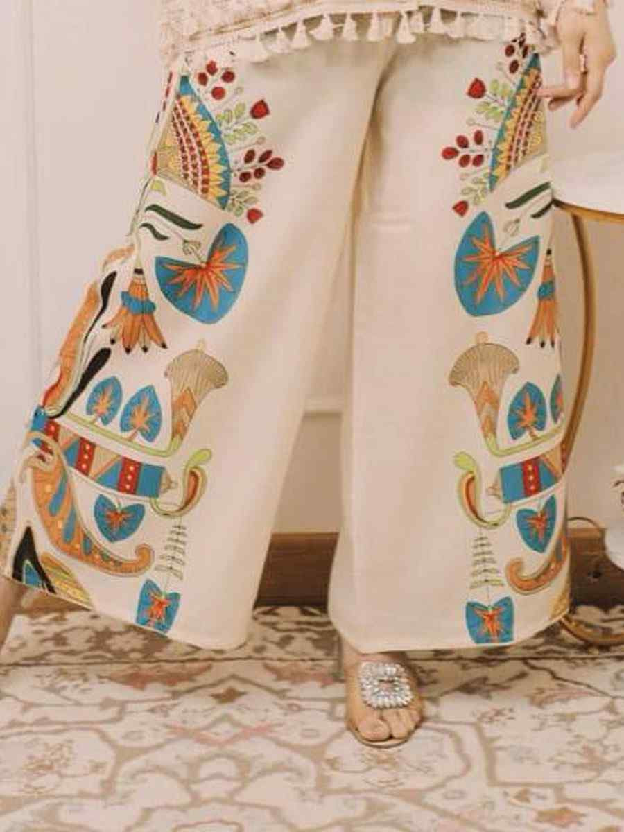 Orange Rayon Printed Festival Casual Kurti Bottom Women Wear