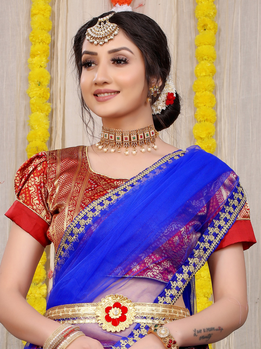 Orange Red Silk Handwoven Party Lehenga Choli