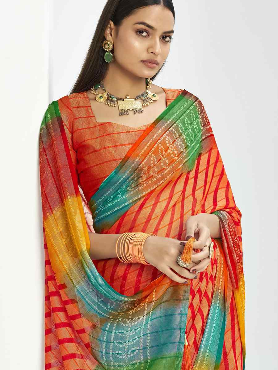 Orange Silk Handwoven Festival Wedding Fancy Heavy Border Saree