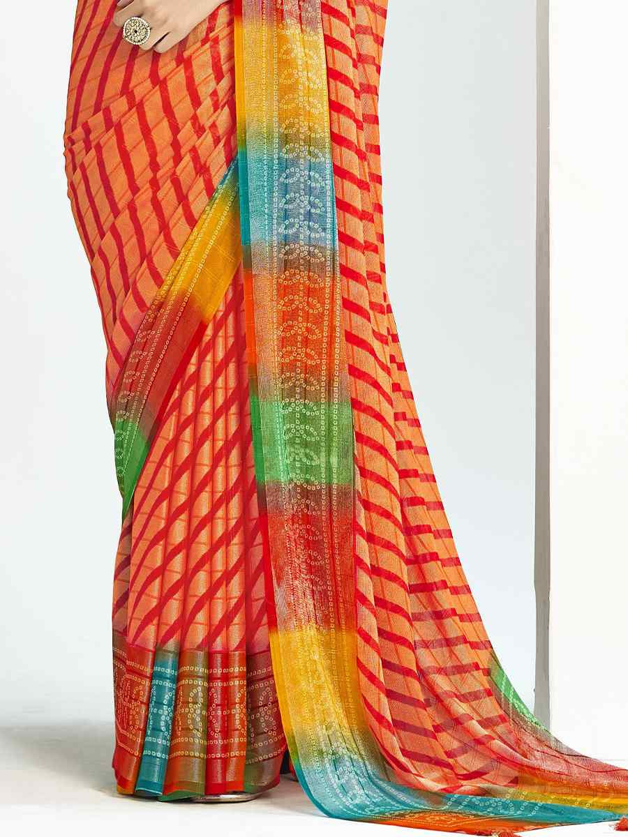 Orange Silk Handwoven Festival Wedding Fancy Heavy Border Saree