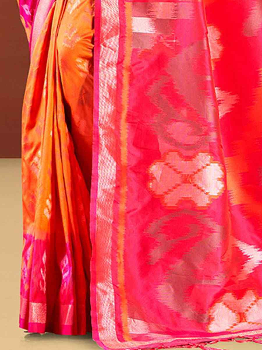 Orange Silk Handwoven Festival Wedding Fancy Heavy Border Saree