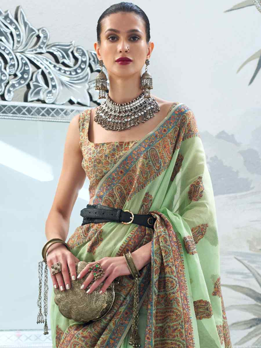 Orange Silk Handwoven Wedding Festival Heavy Border Saree