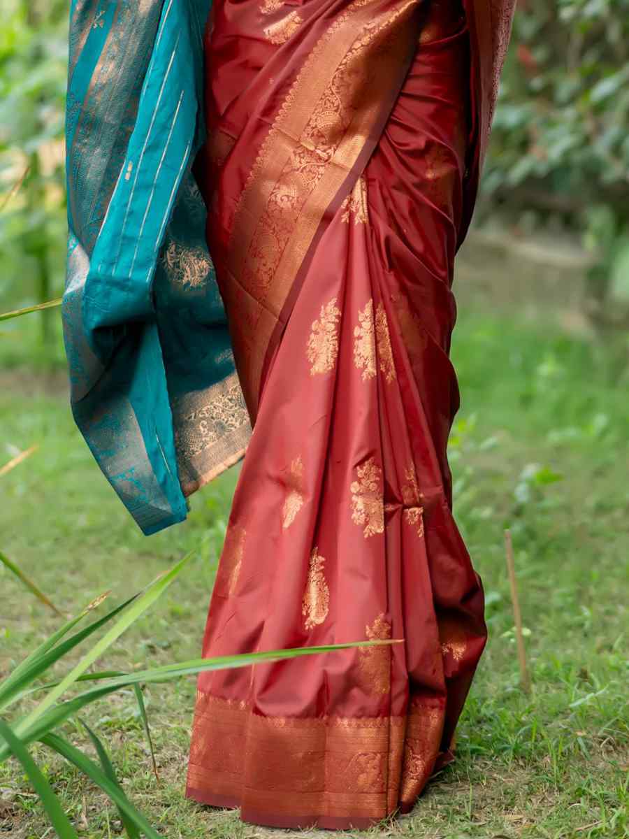 Orange Soft Banarasi Silk Handwoven Festival Festival Heavy Border Saree
