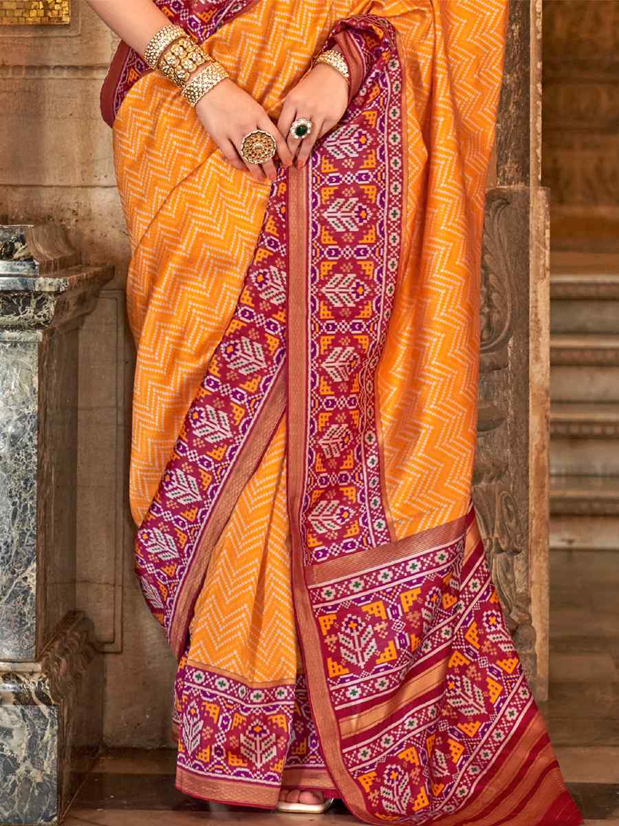 Orange Soft Silk Handwoven Casual Festival Heavy Border Saree
