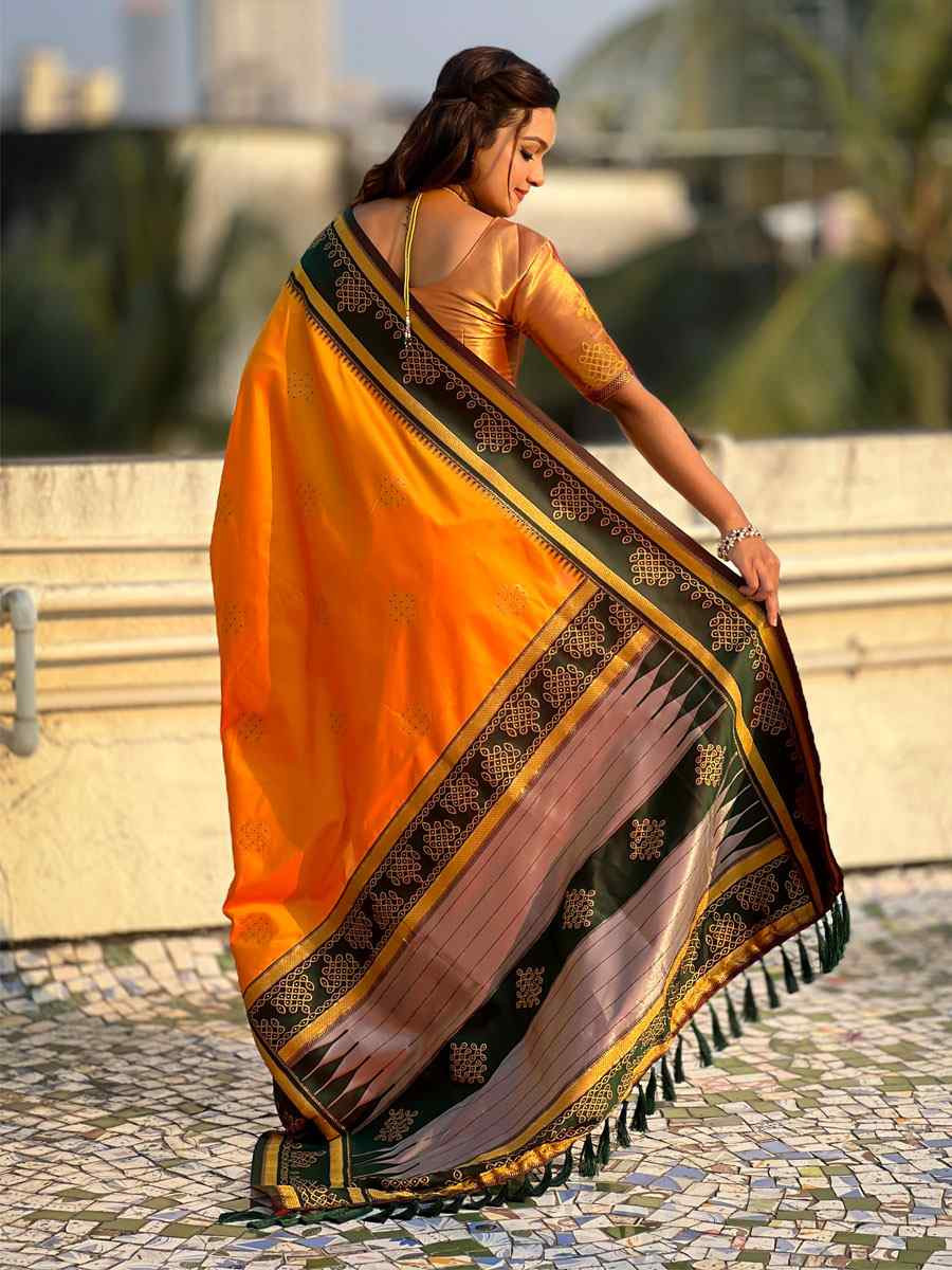 Orange Soft Silk Handwoven Casual Reception Festival Wedding Fancy Classic Style Sarees