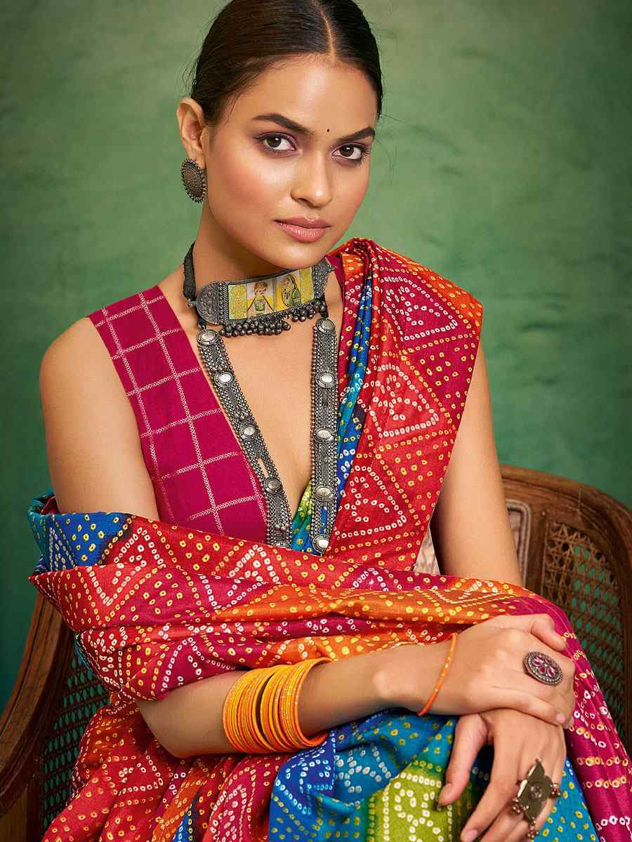 Orange Velvet Tussar Silk Printed Causal Reception Festival Wedding Fancy Classic Style Saree