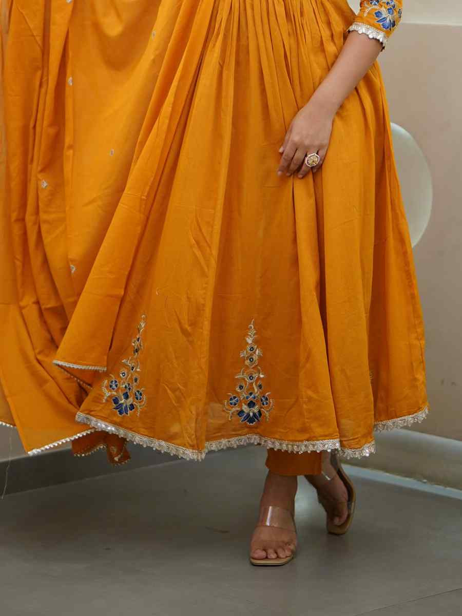 Orange Viscose Embroidered Party Wedding Ready Pant Salwar Kameez