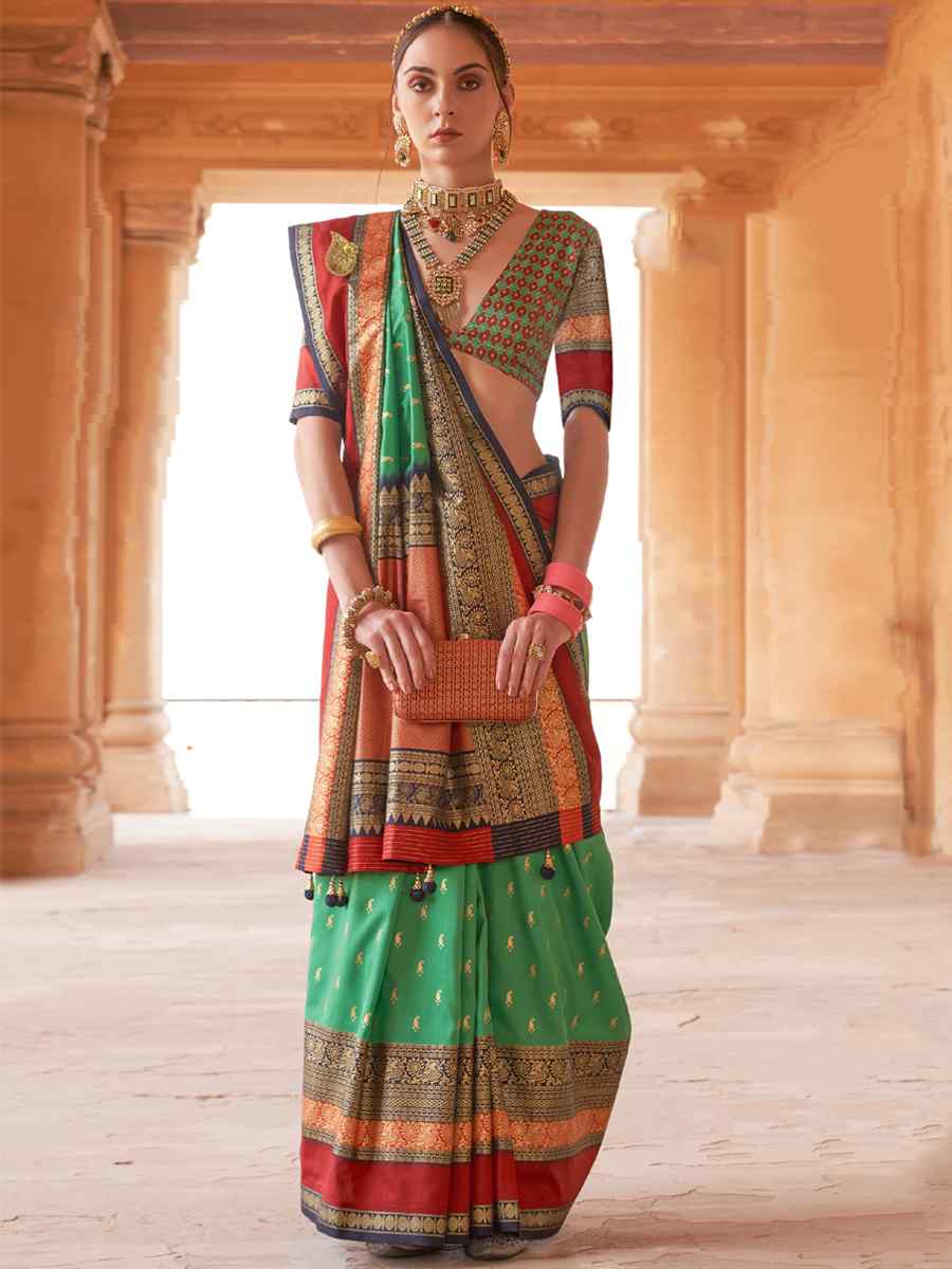 Oxley Green V B Silk Handwoven Casual Festival Classic Style Saree