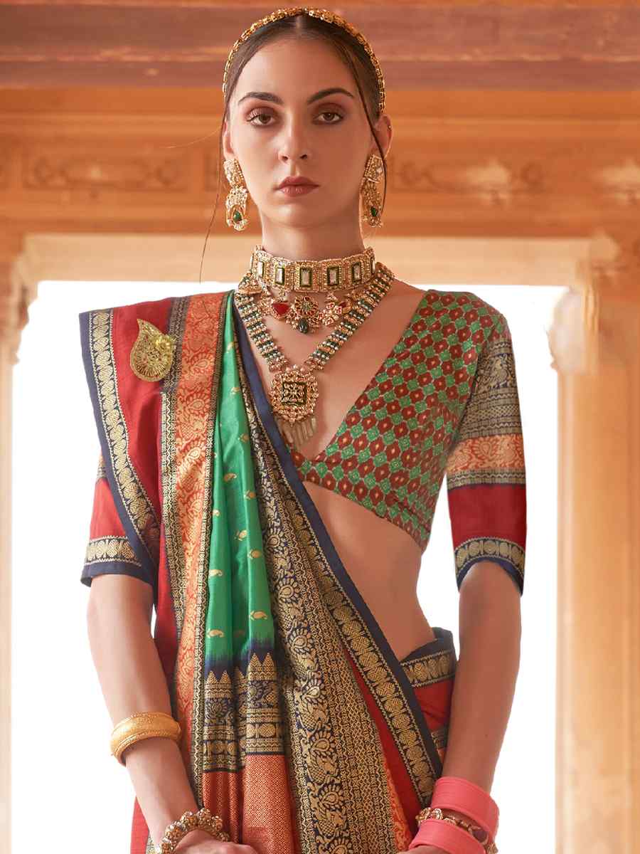 Oxley Green V B Silk Handwoven Casual Festival Classic Style Saree
