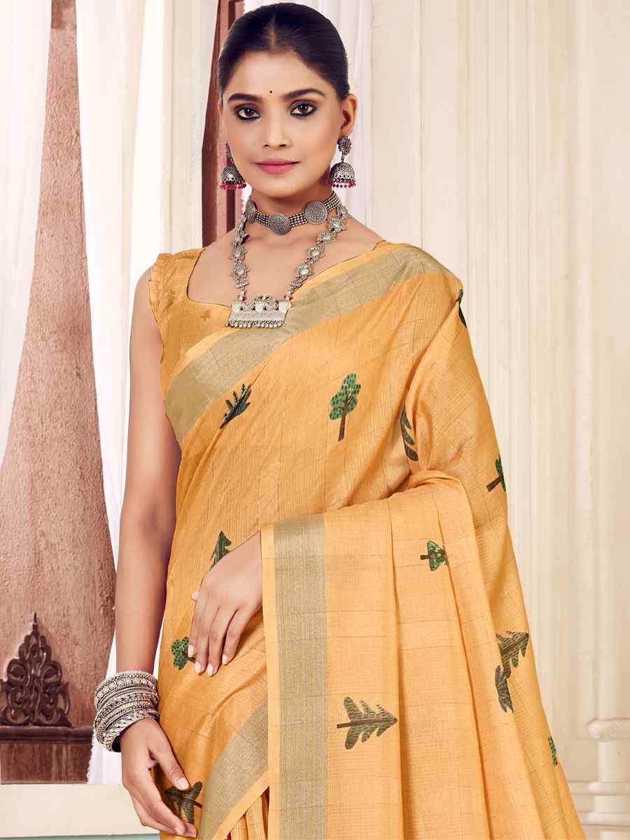 Pastel Yellow Soft Cotton Handwoven Casual Festival Classic Style Saree