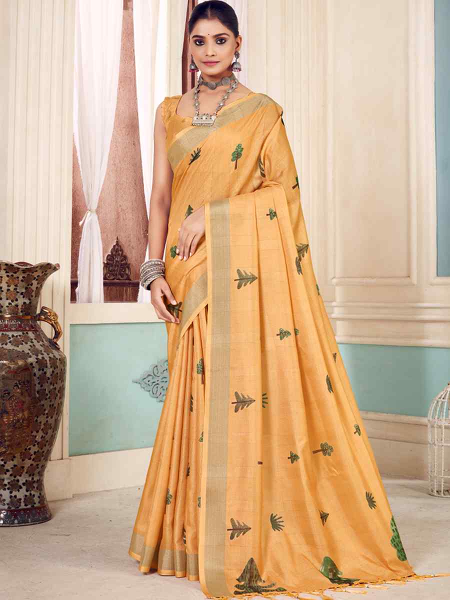 Pastel Yellow Soft Cotton Handwoven Casual Festival Classic Style Saree