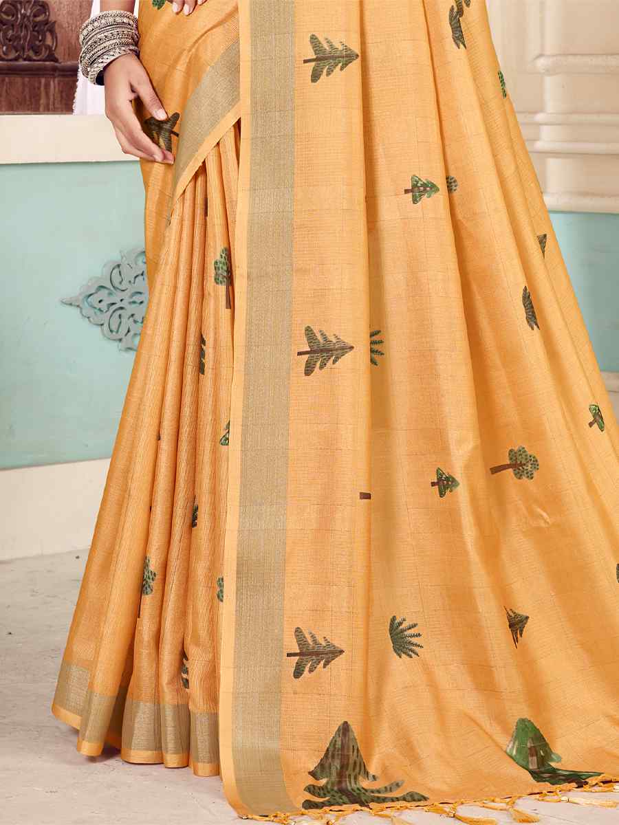Pastel Yellow Soft Cotton Handwoven Casual Festival Classic Style Saree