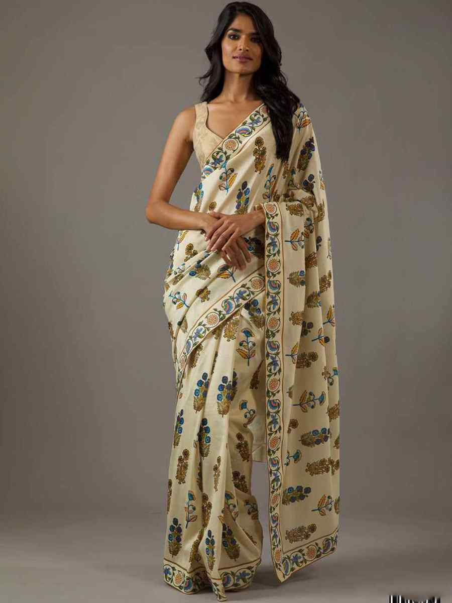 Pastle Bright Moss Printed Festival Casual Contemporary Saree
