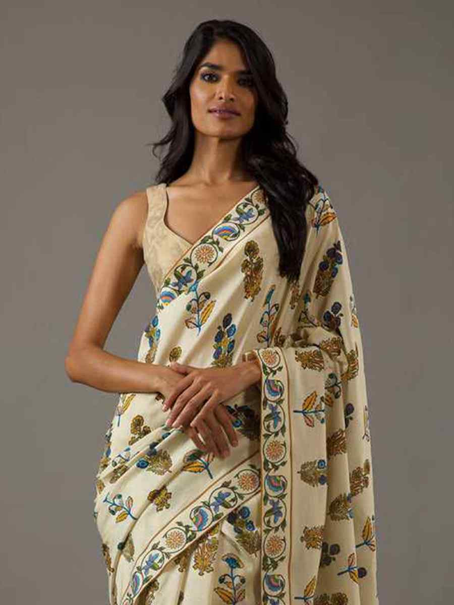 Pastle Bright Moss Printed Festival Casual Contemporary Saree