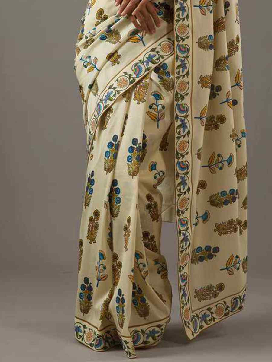 Pastle Bright Moss Printed Festival Casual Contemporary Saree