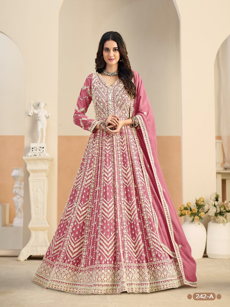 Pastle pink Faux georgette Embroidery Wedding Party Festival Lawn Salwar Kameez