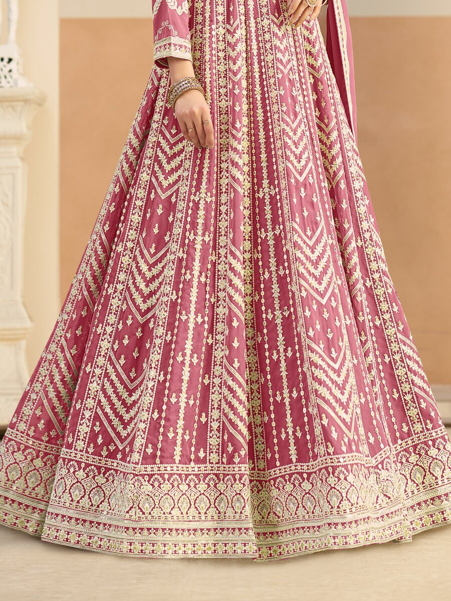 Pastle pink Faux georgette Embroidery Wedding Party Festival Lawn Salwar Kameez