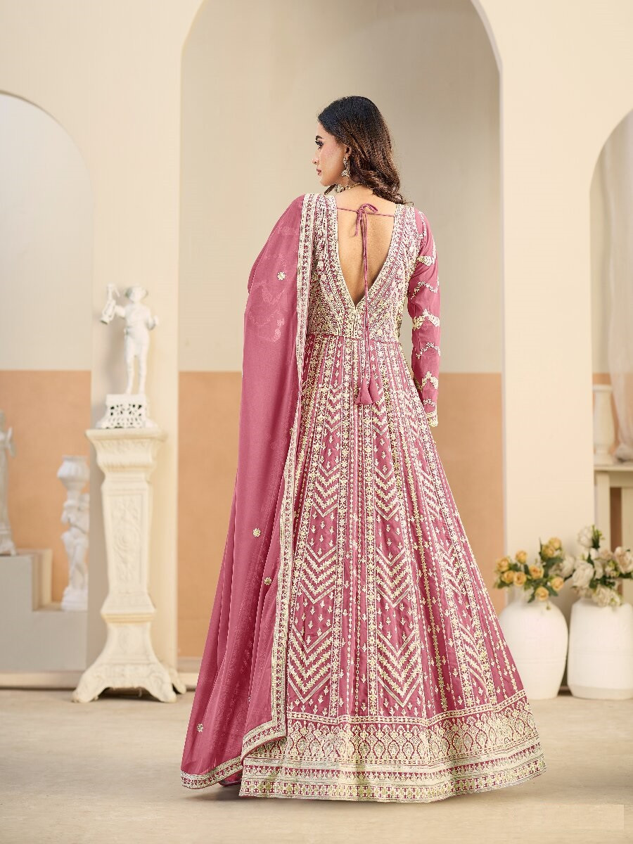 Pastle pink Faux georgette Embroidery Wedding Party Festival Lawn Salwar Kameez