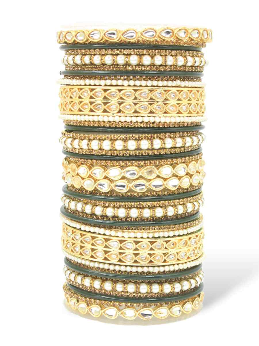 Peach Alloy Festival Wear Kundan Bangles
