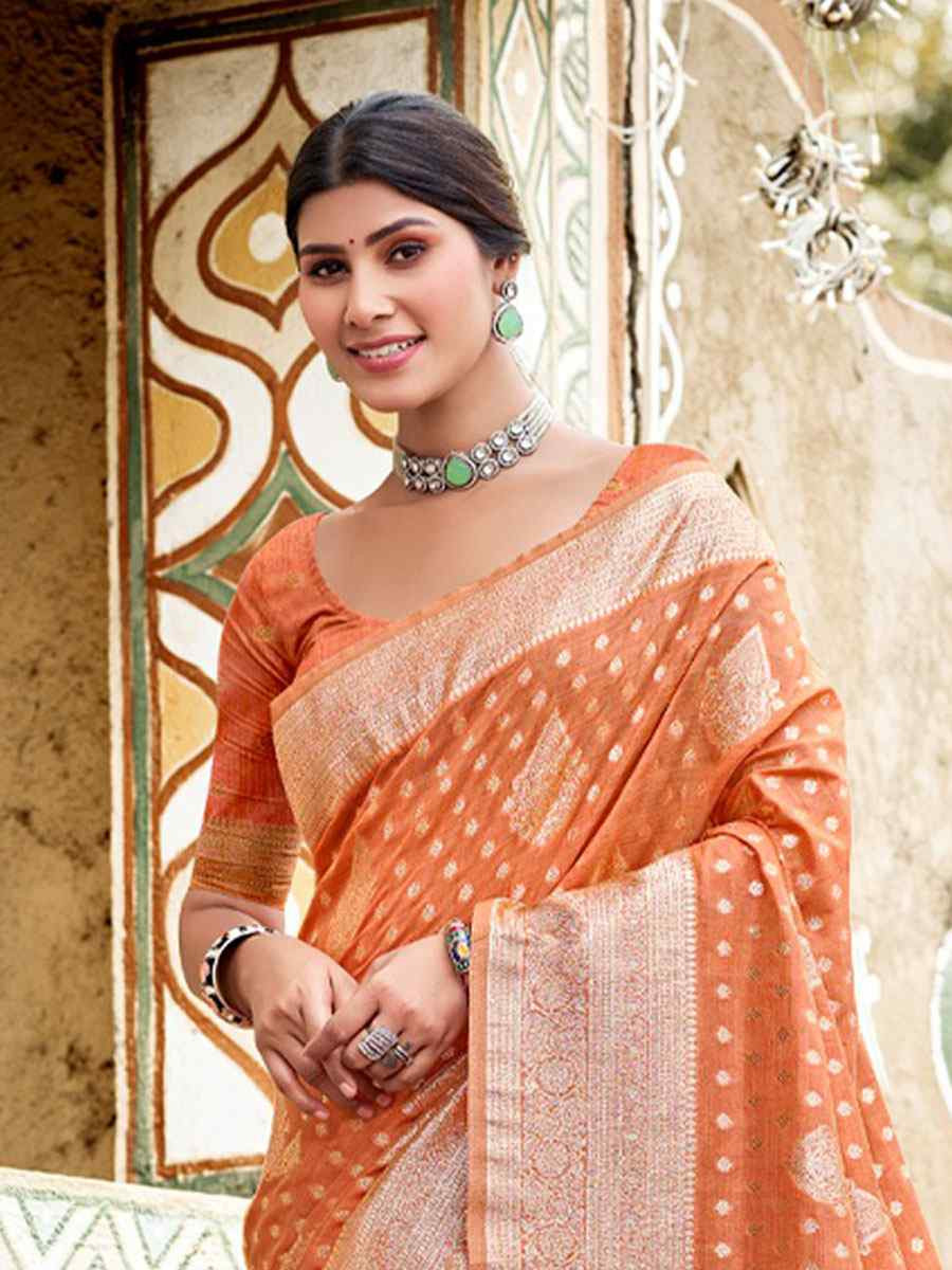 Peach Assam Silk Handwoven Festival Wedding Fancy Heavy Border Saree