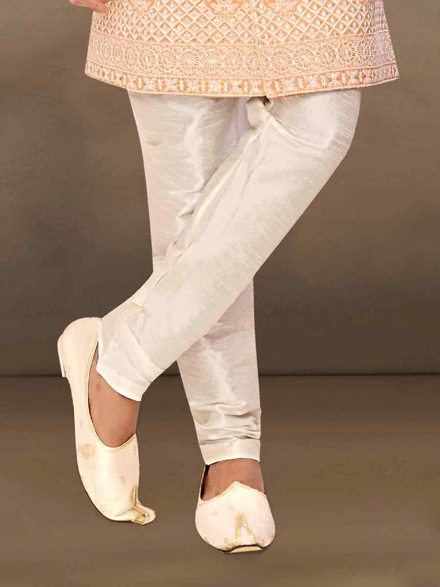 Peach Brocade Woven Party Wedding Sherwani