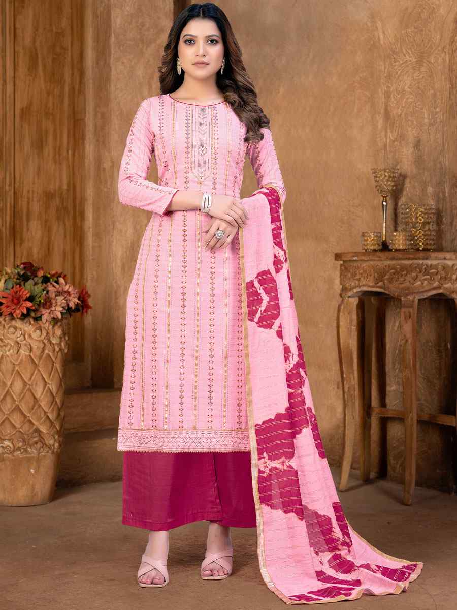 Peach Cambric Cotton Printed Casual Festival Pant Salwar Kameez