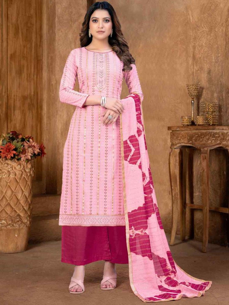 Peach Cambric Cotton Printed Casual Festival Pant Salwar Kameez