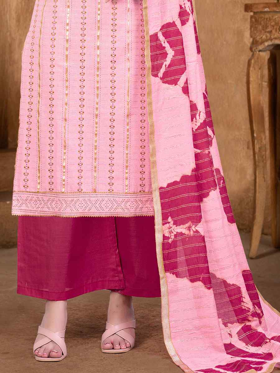 Peach Cambric Cotton Printed Casual Festival Pant Salwar Kameez
