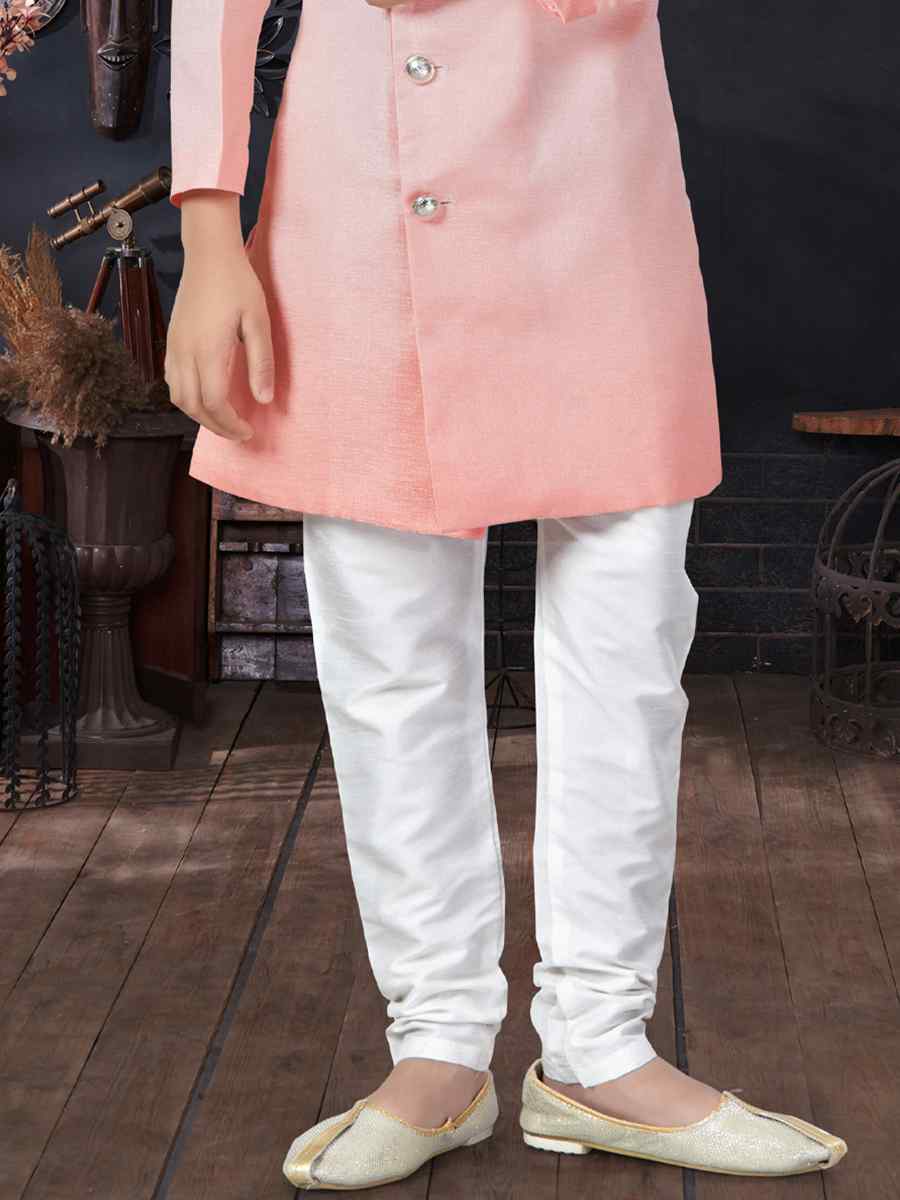 Peach Champion Silk Printed Traditional Party Kurta